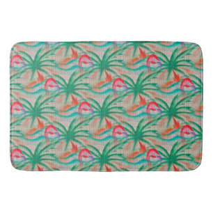 Alfombrilla De Baño Mirada de la arpillera de la palmera del flamenco