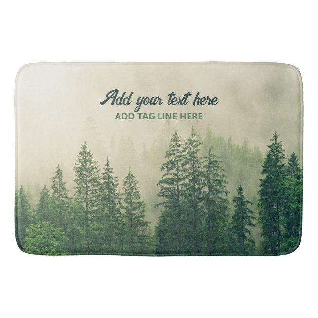 Alfombrilla De Baño Misty Pine Forest Trees Personalizado Keepsake (Anverso)