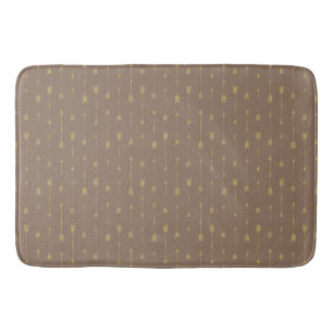 Alfombrilla De Baño Mocha Brown & Gold Boho Arrows Bath Mat
