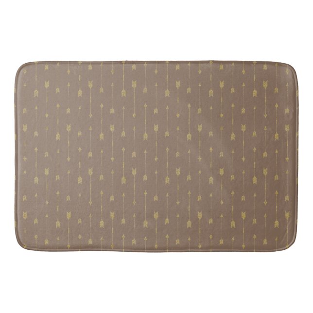 Alfombrilla De Baño Mocha Brown & Gold Boho Arrows Bath Mat (Anverso)