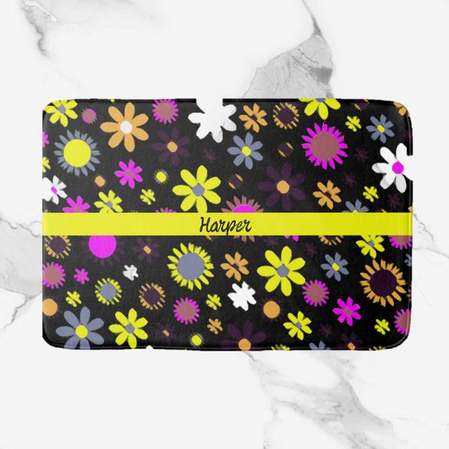 Alfombrilla De Baño Mod Black Floral (Subido por el creador)