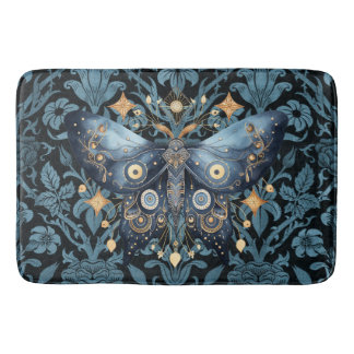 Alfombrilla De Baño Moda acuática mística azul y noche de oro