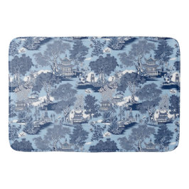 Alfombrilla De Baño Moda Cabaña chinoiserie de sauce blanco azul