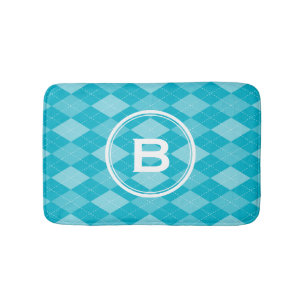 Alfombrilla De Baño Moda de baño de diseño de argyle azul de estilo 