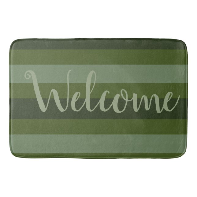 Alfombrilla De Baño Moda de bienvenida de banda verde Elija su tamaño (Anverso)