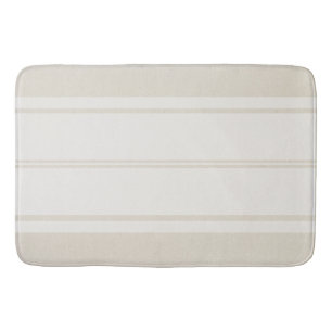 Alfombrilla De Baño Moda de granja Taupe cremoso y franja blanca