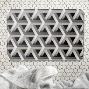 Alfombrilla De Baño moda de ilusión óptica patrón geométrico gris negr