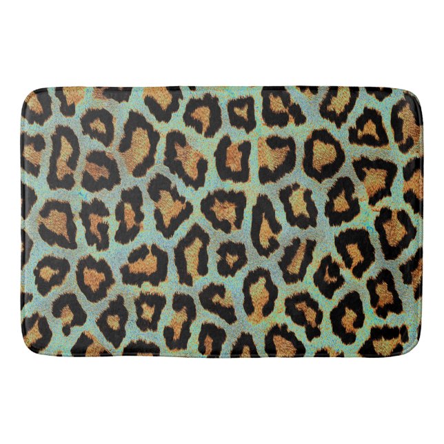 Alfombrilla De Baño moda de leopardo verde azulado mat (Anverso)