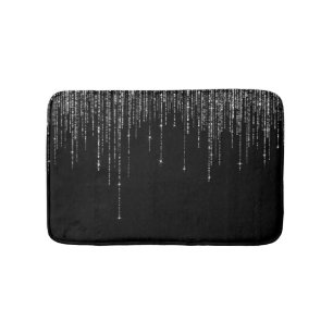 Alfombrilla De Baño Moda de lujo Purpurina de plata negra