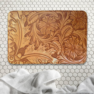 Alfombrilla De Baño Moda de vaquero castaño rústico cuero occidental