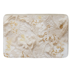 Alfombrilla De Baño Moda, elegancia Cremas y textura floral de cuero
