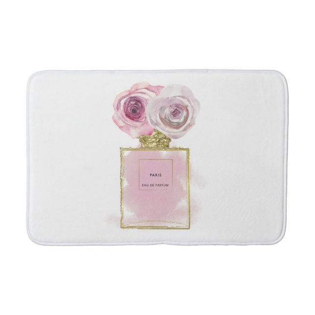 Alfombrilla De Baño Moda Floral Perfume Botella Roses rosados Glam de  (Anverso)