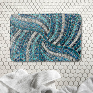 Alfombrilla De Baño moda gitana bohemia azul turquesa plateado