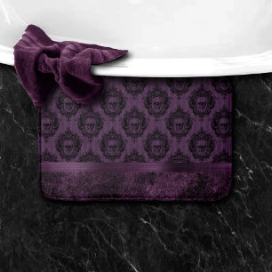 Alfombrilla De Baño Moda gótica púrpura   Planta de huevos y cráneo ne