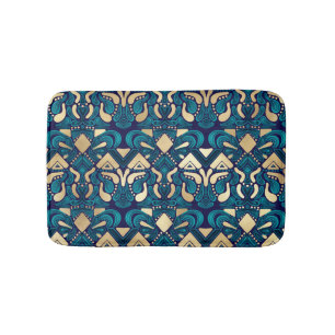 Alfombrilla De Baño Moda Hipster Oro Esmeralda Azul Tribal Artsy Damas