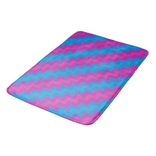 Alfombrilla De Baño Moda Magenta Chevrras rosa azul turquesa brillante