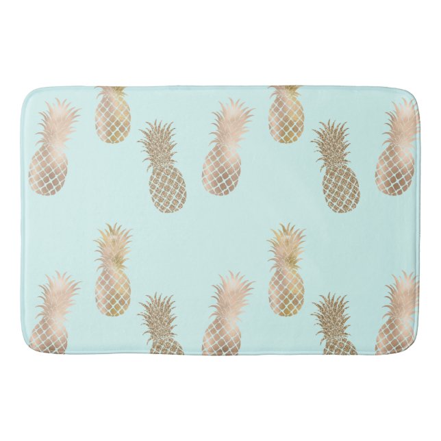 Alfombrilla De Baño Moda Mint Gold Glam Pineapples (Anverso)