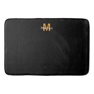 Alfombrilla De Baño Moda negra monogramada urbana