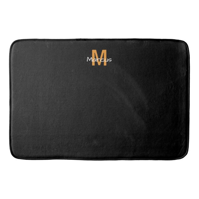 Alfombrilla De Baño Moda negra monogramada urbana (Anverso)