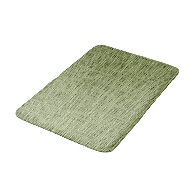 Alfombrilla De Baño Moda Olive Green Faux Jute Tejido Patrón (Angular)