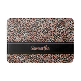 Alfombrilla De Baño Moda Rosa negro Leopardo de oro impresión personal