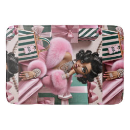 Alfombrilla De Baño Moda Rosa Y Verde