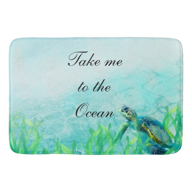 Alfombrilla De Baño Moda Tropical Elegante De La Playa Del Océano Marí (Anverso)