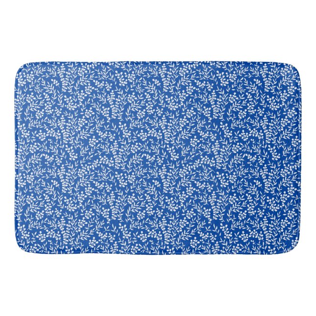 Alfombrilla De Baño Modalidad floral simple de granja en azul (Anverso)