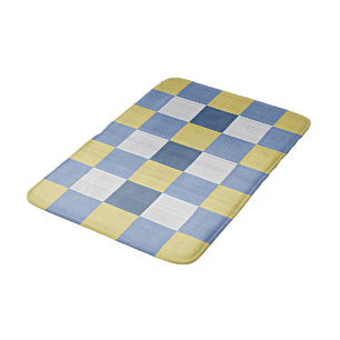 Alfombrilla De Baño Modelo a cuadros blanco amarillo verde azulado