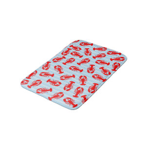 Alfombrilla De Baño Modelo animal de la langosta roja en rayas azules