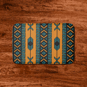 Alfombrilla De Baño Modelo azteca tribal del sudoeste anaranjado de la