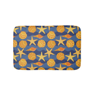 Alfombrilla De Baño Modelo azul y anaranjado del Seashell