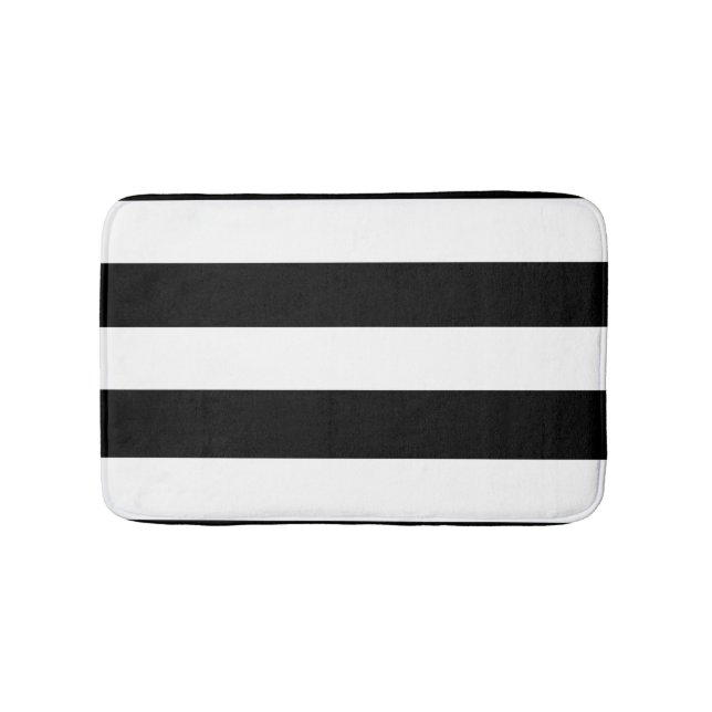 Alfombrilla De Baño Modelo blanco negro moderno de las rayas (Anverso)