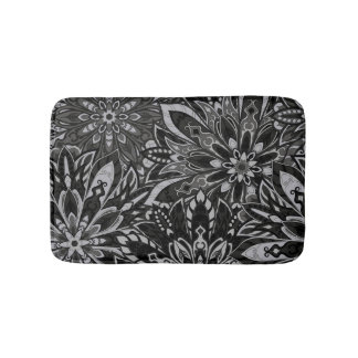 Alfombrilla De Baño Modelo blanco y negro de la mandala