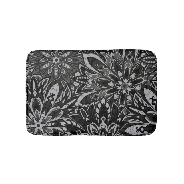 Alfombrilla De Baño Modelo blanco y negro de la mandala (Anverso)