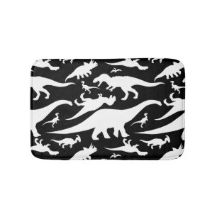 Alfombrilla De Baño Modelo blanco y negro del dinosaurio