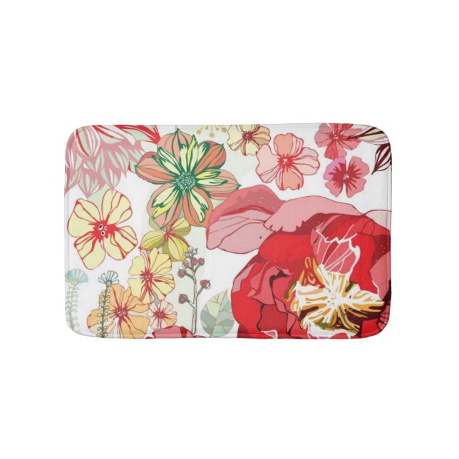 Alfombrilla De Baño Modelo con las flores rojas (Anverso)