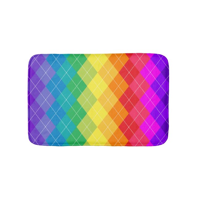 Alfombrilla De Baño Modelo de Argyle del arco iris (Anverso)
