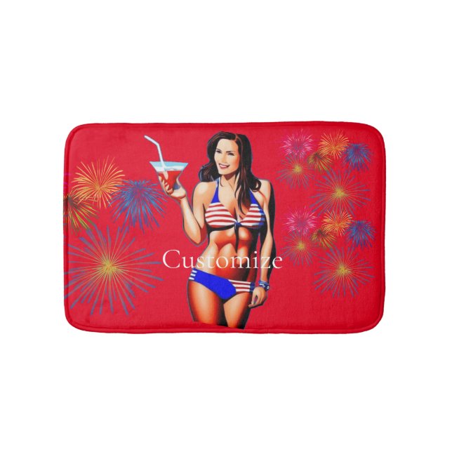 Alfombrilla De Baño Modelo de fitness bikini patriótico Thunder_Cove (Anverso)