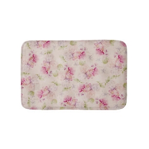 Alfombrilla De Baño Modelo de flores blanco rosado de los rosas verdes
