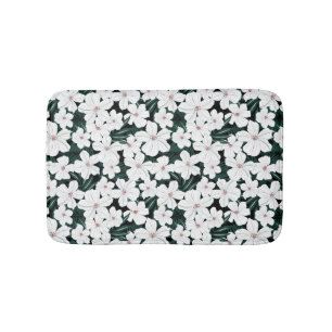 Alfombrilla De Baño Modelo de flores tropical blanco