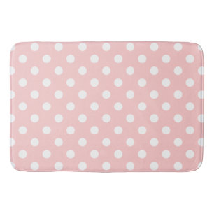 Alfombrilla De Baño Modelo de lunar rosado y blanco