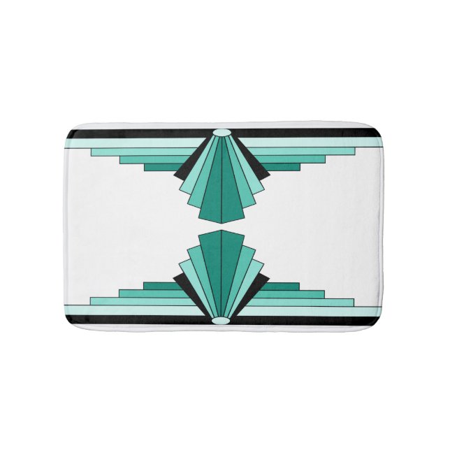 Alfombrilla De Baño Modelo del art déco en verdes (Anverso)