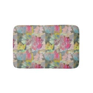 Alfombrilla De Baño Modelo floral del grunge del arte