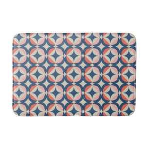 Alfombrilla De Baño Modelo geométrico azul y coralino