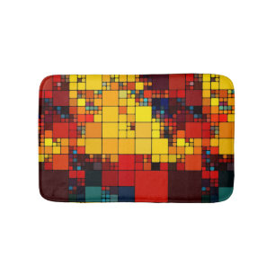 Alfombrilla De Baño Modelo geométrico del arco iris vibrante abstract