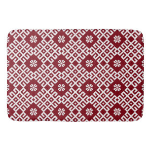 Alfombrilla De Baño Modelo letón báltico tradicional rojo