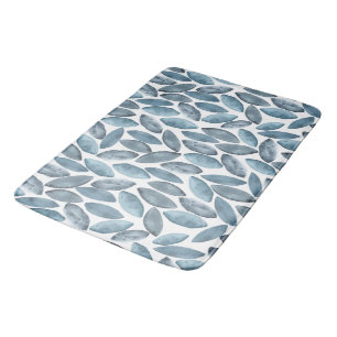 Alfombrilla De Baño Modelo marroquí de la teja de la acuarela azul y