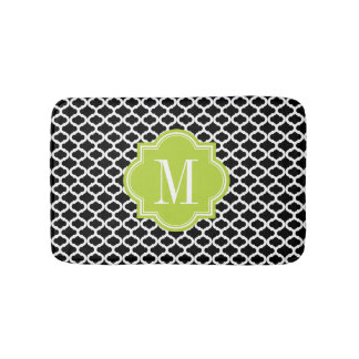 Alfombrilla De Baño Modelo marroquí negro con el monograma de la verde