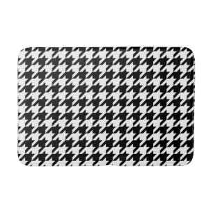 Alfombrilla De Baño Modelo negro y blanco de Houndstooth